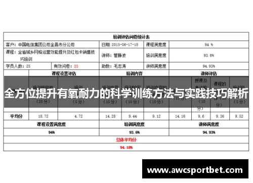 全方位提升有氧耐力的科学训练方法与实践技巧解析
